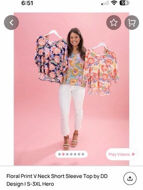 Floral Print V-Neck Short Sleeve Top (Set of 3)